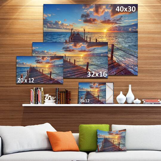 Designart - Beautiful Sunset over Sea Pier